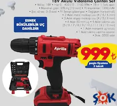 APRİLLA 18V AKÜLÜ VİDALAMA ÇANTALI SET fiyat ve kampanya bilgisi